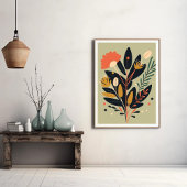 Boho Modernes Abstrakt Botanisches Blume Poster
