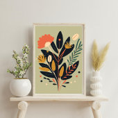 Boho Modernes Abstrakt Botanisches Blume Poster