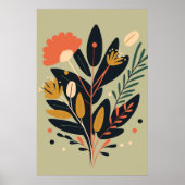 Boho Modernes Abstrakt Botanisches Blume Poster (Vorne)