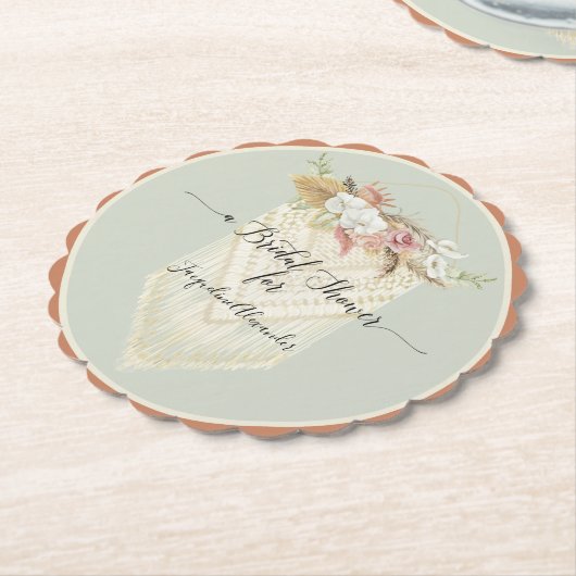 BOHO Modernes Blumengrün Macrame Brautparty Untersetzer (angewinkelt)