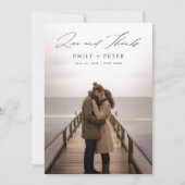 Boho Modernes handgeschriebenes Foto Hochzeit Dankeskarte (Vorderseite)