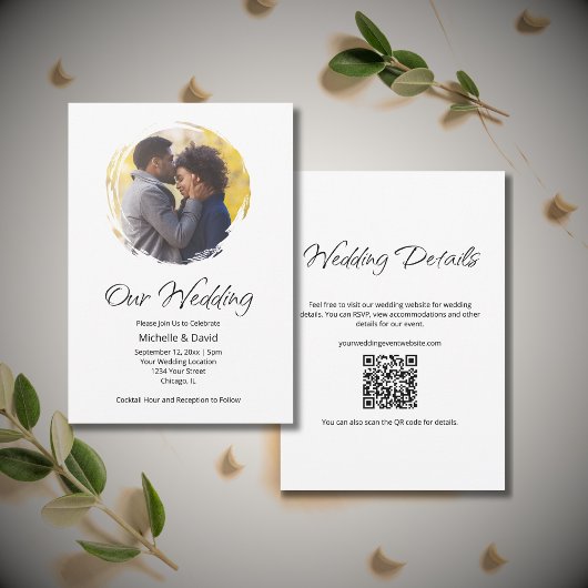 Boho Modernes Lässiges Foto Minimalistisch Hochzei Einladung