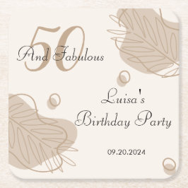 Boho Modernes Leaf im ganzen Alter Geburtstag Rechteckiger Pappuntersetzer