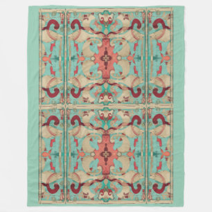 Boho modernes Lilien-Deko-Rosa, Creme, Aqua Fleecedecke