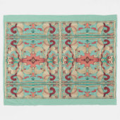 Boho modernes Lilien-Deko-Rosa, Creme, Aqua Fleecedecke (Vorderseite (Horizontal))