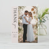 Boho Modernes Minimalistisches Foto Hochzeit Dankeskarte (Stehend Vorderseite)