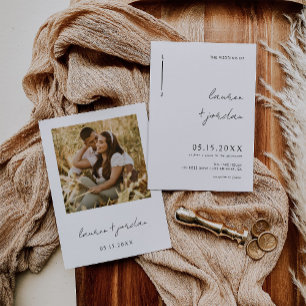 Boho Modernes Minimalistisches Foto Hochzeit Einladung