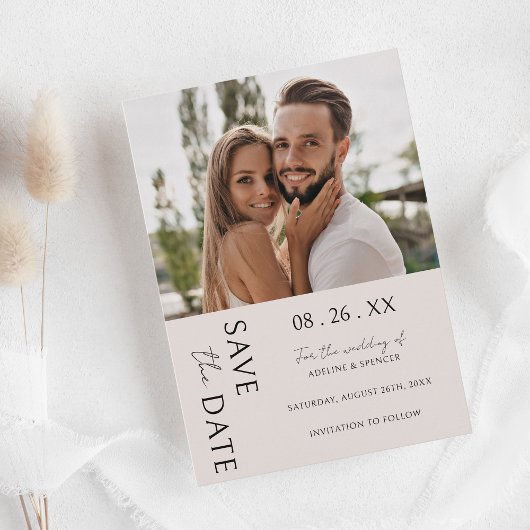 Boho Modernes Minimalistisches Foto Hochzeit Save The Date