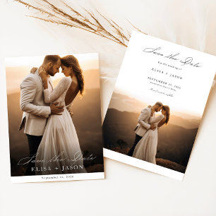 Boho Modernes Vertikales Foto Save the Date Einladung