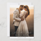 Boho Modernes Vertikales Foto Save the Date Einladung (Rückseite)