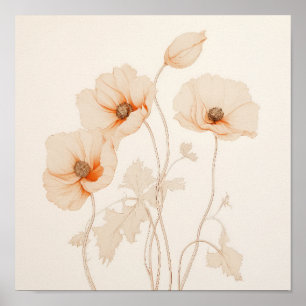 Boho-Mohnblumen Ätherisch Floral Poster