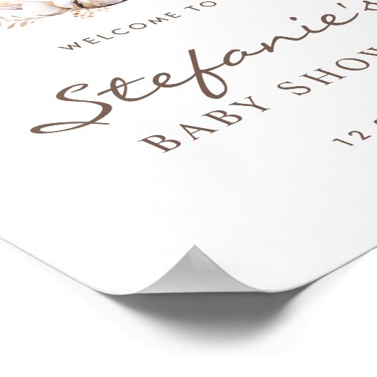 Boho Mommy and Baby Owl Baby Dusche Willkommen Poster (Ecke)