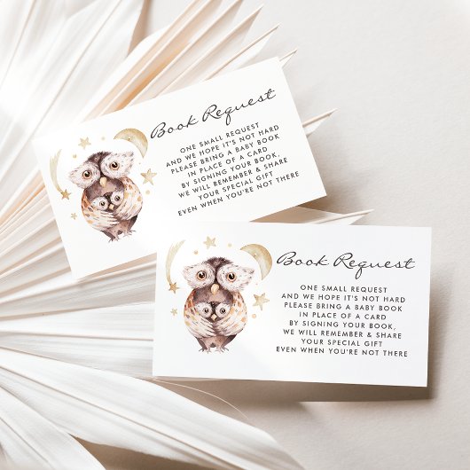 Boho Mommy and Baby Owl Book Request Card Visitenkarte