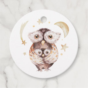 Boho Mommy and Baby Owl Woodland Baby Shower Geschenkanhänger