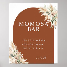 Boho Momosa Terracotta Pampas Grass Bar Poster