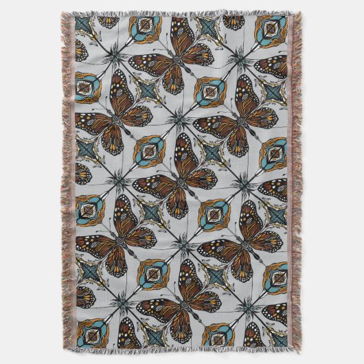 Boho Monarch Butterfly Inspiriert Diagonal Tile Decke (Vorderseite Vertikal)