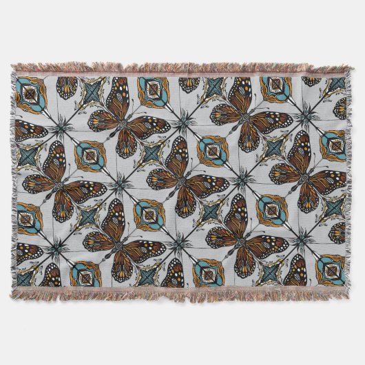 Boho Monarch Butterfly Inspiriert Diagonal Tile Decke (Vorderseite)