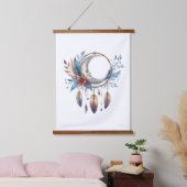 Boho-Mond-Hängetapete Wandteppich Mit Holzrahmen (Schlafzimmer)