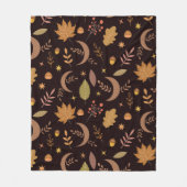 Boho-Mond mit Herbstlaub-Muster Fleecedecke (Vorderseite)