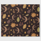 Boho-Mond mit Herbstlaub-Muster Geschenkpapier (Flach)