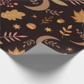 Boho-Mond mit Herbstlaub-Muster Geschenkpapier (Ecke)