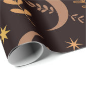 Boho-Mond mit Herbstlaub-Muster Geschenkpapier (Rolleneckpunkt)