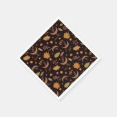 Boho-Mond mit Herbstlaub-Muster Serviette (Ecke)