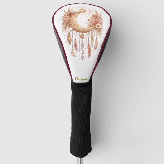 Boho Mond Mystischer Vibe Golf Headcover (Vorderseite)