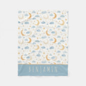 Boho-Mond-Sterne-Wolken-Kids-Monogramm Fleecedecke (Vorderseite)