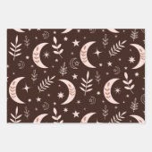 Boho-Mondmuster mit Blätter und Sternen (Vorderseite 2)