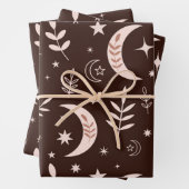 Boho-Mondmuster mit Blätter und Sternen (Beispiel)