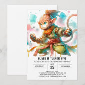 Boho Monkey Birthday Einladung (Vorne/Hinten)