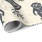 Boho Monkey Jungle Safari Muster (2) Geschenkpapier (Rolleneckpunkt)
