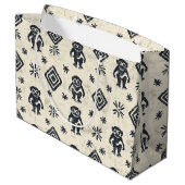 Boho Monkey Jungle Safari Muster (2) Große Geschenktüte (Rückseite Schrägansicht)