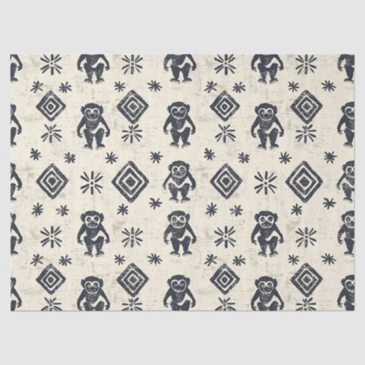 Boho Monkey Jungle Safari Muster (2) Seidenpapier (Vorderseite)