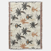 Boho Monkey Jungle Safari Pattern Decke (Vorderseite Vertikal)
