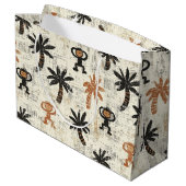 Boho Monkey Jungle Safari Pattern Große Geschenktüte (Rückseite Schrägansicht)