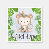 Boho Monkey Wild One Birthday Party Serviette (Vorderseite)