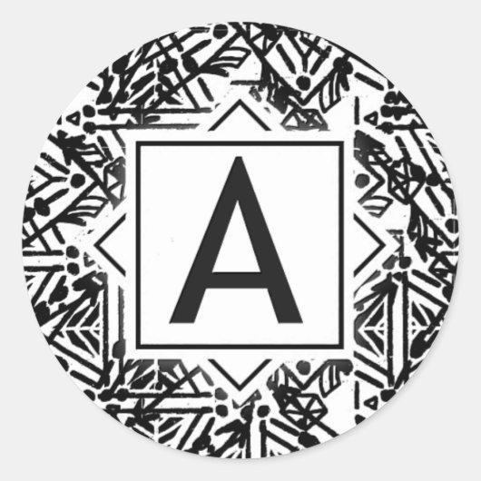Boho Monogram "A" Runder Aufkleber (Vorderseite)