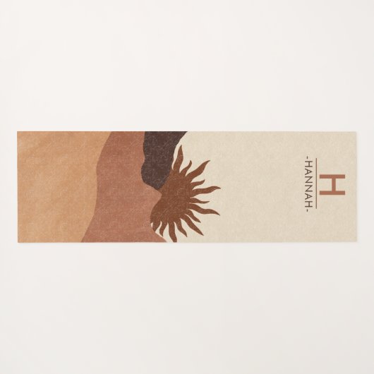 Boho Monogram Abstrakt Sun Mountains Modern Yogamatte (Rückseite (Horizontal))