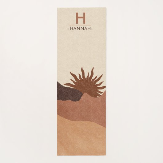 Boho Monogram Abstrakt Sun Mountains Modern Yogamatte (Rückseite)