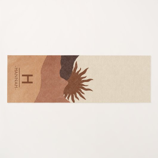Boho Monogram Abstrakt Sun Mountains Modern Yogamatte (Vorderseite (Horizontal))