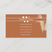 Boho Monogram Eventplaner Hochzeitssalon Business Visitenkarte (Rückseite)