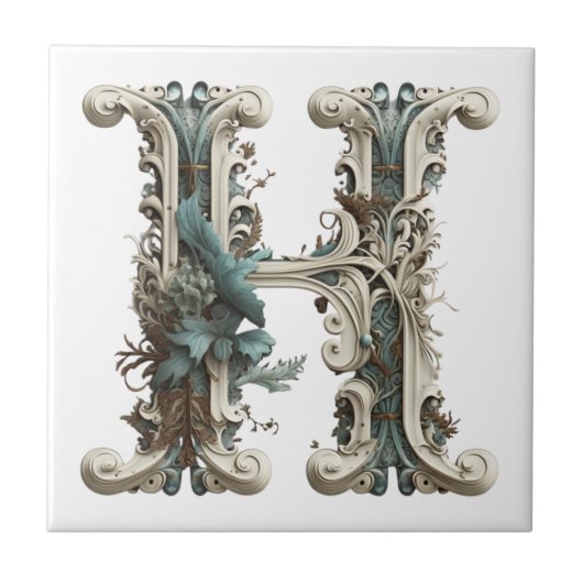 Boho Monogram Initial H Fliese (Vorderseite)