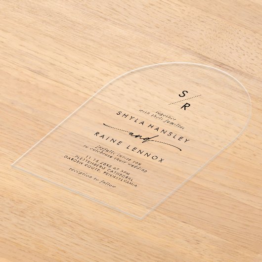 Boho Monogram Modern Einzigartig klare Akryllische Acryleinladungen (Ablage )