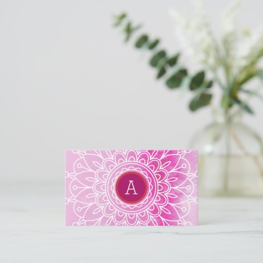 BOHO MONOGRAM Moderne Mandala Muster rosa Orange Visitenkarte (Stehend Vorderseite)