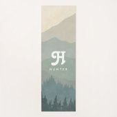 Boho Monogram Mountains & Forest Blue Yogamatte (Vorderseite)
