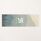 Boho Monogram Mountains & Forest Blue Yogamatte (Vorderseite (Horizontal))