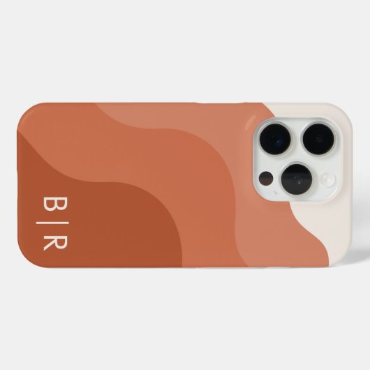 Boho Monogram Terracotta Initial Case-Mate iPhone Hülle (Rückseite (Horizontal))