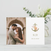 Boho Monogram Wedding Foto Vielen Dank Dankeskarte (Stehend Vorderseite)